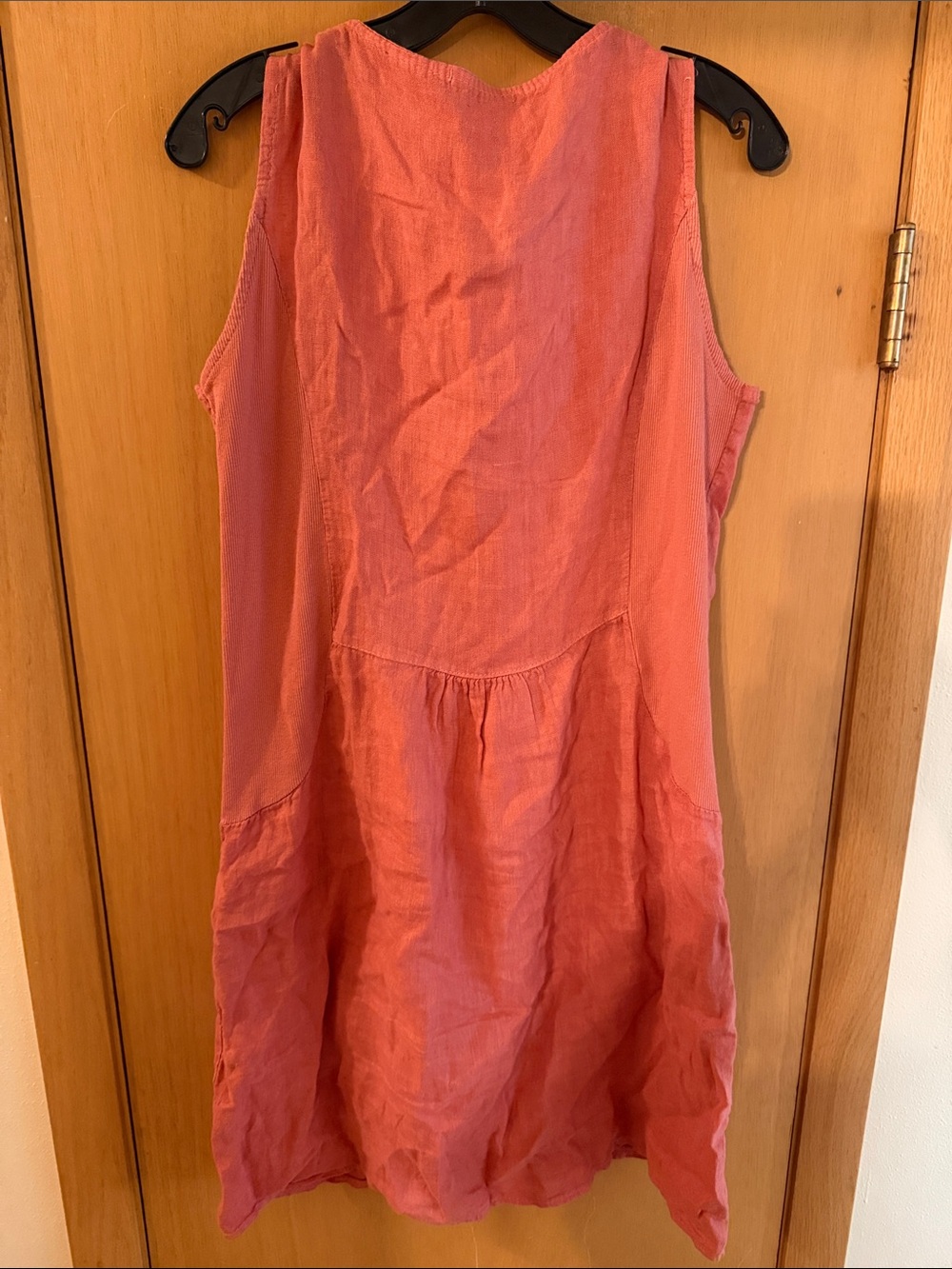 Lungo L’Arno Women’s Sleeveless Linen Shift Dress Rosette Coral Pink Medium - Picture 7 of 9